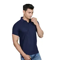 SMAN Men's Solid Polo T-Shirt Slim Fit, Half Sleeve Bottom Neck Collar for Causal and Daily use Combo Pack of 2-thumb3