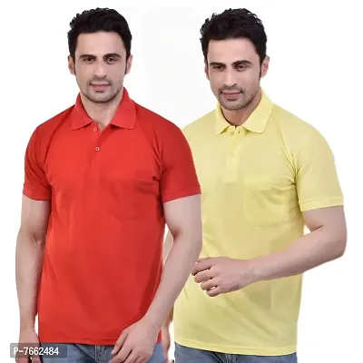 SMAN Stylish Men's Regular fit Half Sleeve Polyester Polo T-Shirt Combo Pack of 2