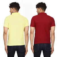 SMAN Men's Polo T-Shirt Regular Fit Polyester Half Sleeve Multicolour with Lemon Without Pocket Combo Pack of 2 (Lemon  Maroon, 2XL)-thumb1