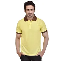 SMAN Men's Polo T-Shirt Regular Fit Polyester Half Sleeve Multi colours of Contrast collar Combo Pack of 2 (Yellow  Black, 2XL)-thumb2