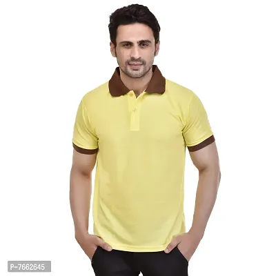 SMAN Men's Polo T-Shirt Regular Fit Polyester Half Sleeve Multi colours of Contrast collar Combo Pack of 2 (Yellow  Black, 2XL)-thumb3
