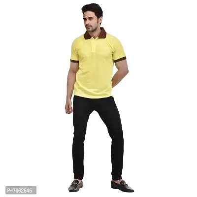 SMAN Men's Polo T-Shirt Regular Fit Polyester Half Sleeve Multi colours of Contrast collar Combo Pack of 2 (Yellow  Black, 2XL)-thumb5