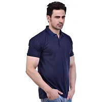 SMAN Men's Polo T-Shirt Regular Fit Polyester Half Sleeve Multicolour with Grey with Pocket Combo Pack of 2 (Navy Blue  Grey, L)-thumb3
