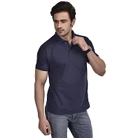 SMAN Men's Polo T-Shirt Regular fit, Polyester, Half Sleeve, with Pocket Combo Pack of 2 | Navy-Blue, Black |-thumb1