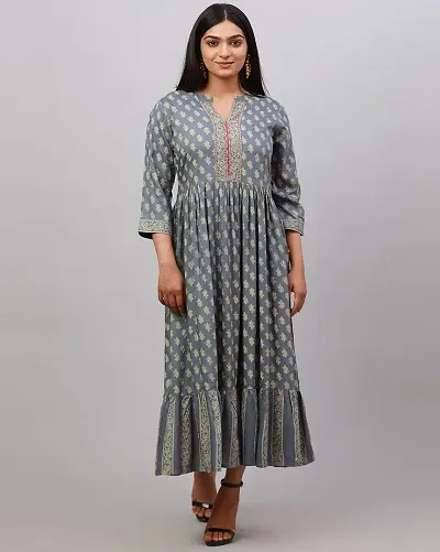 Stylish Cotton Printed A-Line Kurta