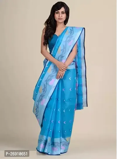 Stylish Cotton Saree With Blouse Piece For Women-thumb0