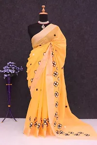 Stylish Chanderi Cotton Embroidery Work Saree-thumb1