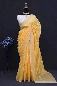 Stylish Chanderi Cotton Embroidery Work Saree-thumb1