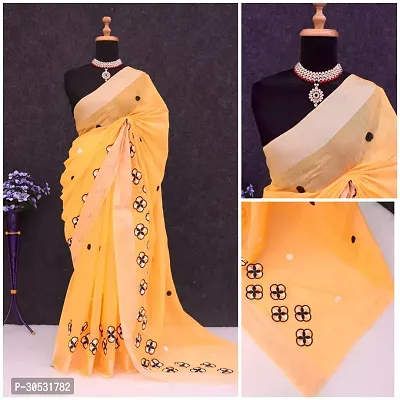 Stylish Chanderi Cotton Embroidery Work Saree