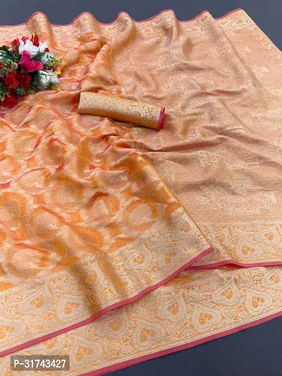 Beautiful Organza Saree With Blouse Piece For Women-thumb0