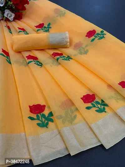 Stylish Chanderi Cotton Embroidery Work Saree