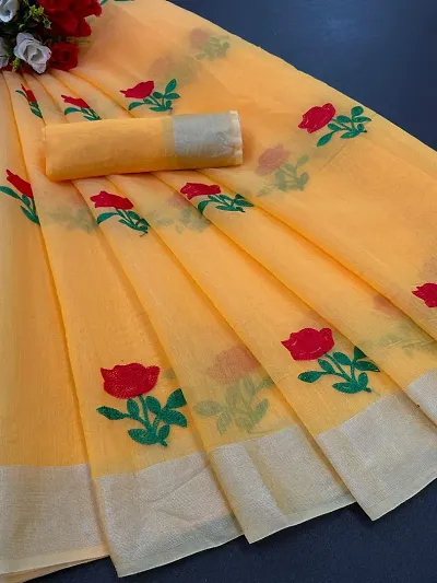 Stylish Chanderi Embroidery Work Saree