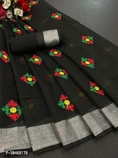 Stylish Chanderi Cotton Embroidery Work Saree