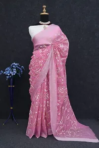 Stylish Chanderi Cotton Embroidery Work Saree-thumb1