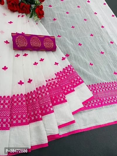 Stylish Chanderi Cotton Embroidery Work Saree