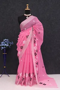 Stylish Chanderi Cotton Embroidery Work Saree-thumb1