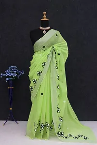 Stylish Chanderi Cotton Embroidery Work Saree-thumb1