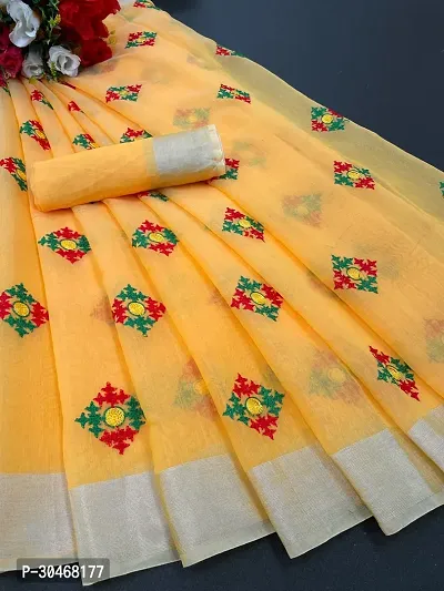 Stylish Chanderi Cotton Embroidery Work Saree