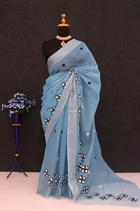 Stylish Chanderi Cotton Embroidery Work Saree-thumb1