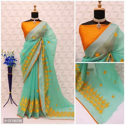 Beautiful Cotton Saree With Blouse Piece For Women-thumb3