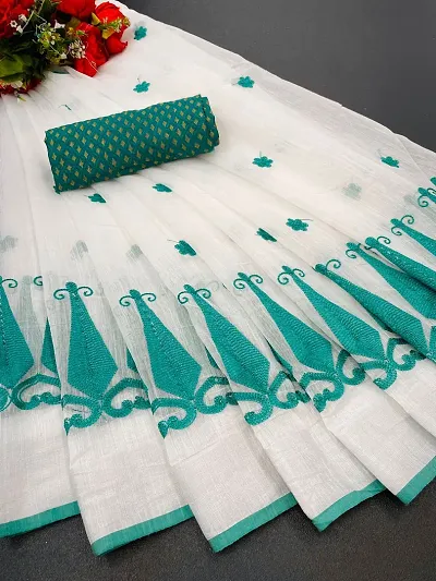 Stylish Chanderi Embroidery Work Saree