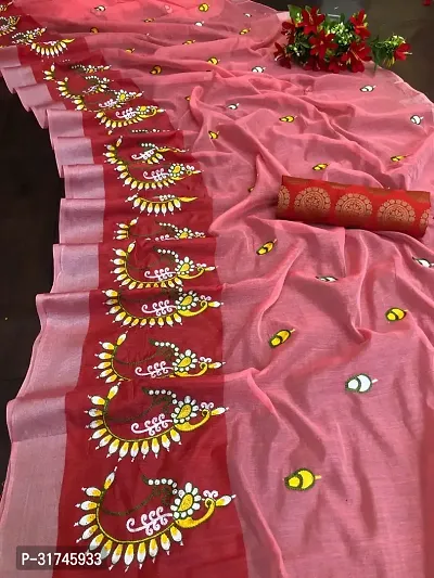 Beautiful Cotton Saree With Blouse Piece For Women-thumb0