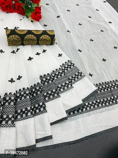 Stylish Chanderi Cotton Embroidery Work Saree