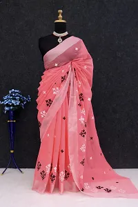 Stylish Chanderi Cotton Embroidery Work Saree-thumb2