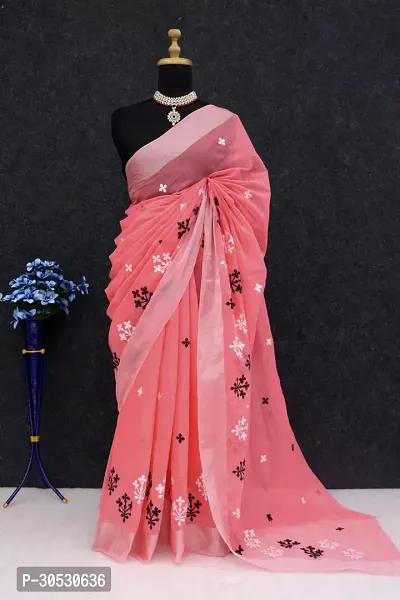 Stylish Chanderi Cotton Embroidery Work Saree-thumb3