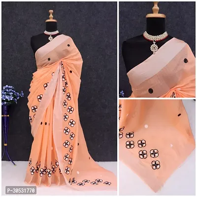 Stylish Chanderi Cotton Embroidery Work Saree