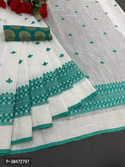 Stylish Chanderi Cotton Embroidery Work Saree