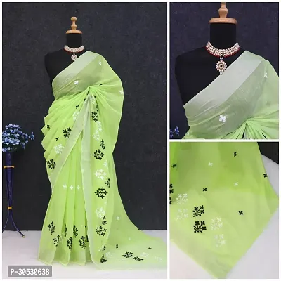 Stylish Chanderi Cotton Embroidery Work Saree