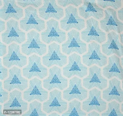 AV Trendz Elastic Fitted Cotton Feel Glace Cotton Queen Size Bedsheet - 78 x 72 x 6 Inch, Aqua Triangle-thumb2