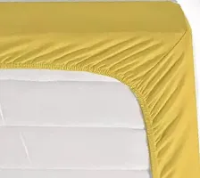 Glace Cotton Elastic Fitted 180TC Queen size Bedsheet - 78X72X6 Inch Yellow Stripe-thumb2