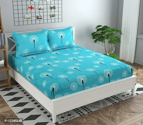 AMJSTAR Elastic Fitted California King Size Glace Cotton Bed Bedsheet 84x78Inch Upto 8 inch Thick mattresses, Sky Blue