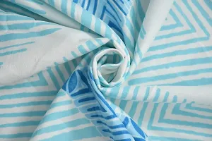 AV Trendz Elastic Fitted Cotton Feel Glace Cotton Queen Size Bedsheet - 78 x 72 x 6 Inch, Aqua Triangle-thumb3