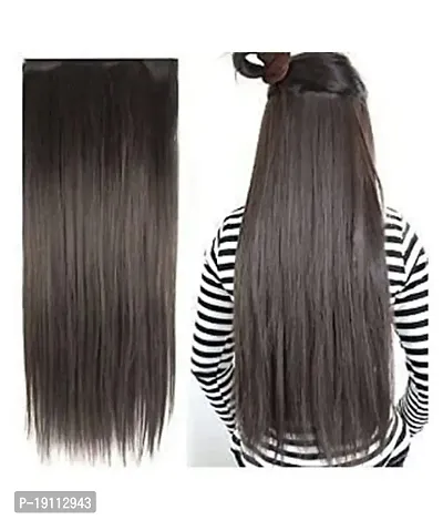 Akashkrishna Dark Brown Straight Hair Extensions For Women And Girls Synthetic Fiber Clip In Hair Extension