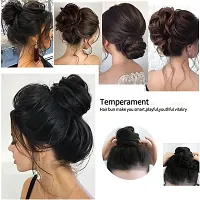 Akashkrishna Hair Bun Extensions messy hair bun Wavy Curly Messy Donut Chignons Hair Piece Wig Hairpiece 2 pcs Black-thumb3