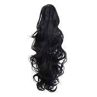 Akashkrishna 19 Inches Clip in Ponytail Hair Extensions Short Curly Synthetic Hair Piece for Women (1B_off Black)-thumb1