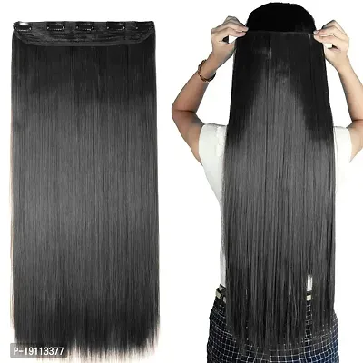 Akashkrishna Straight Black Hair Extensions For Girls To Increase Instant Length And Volume (Black) Synthetic Fiber