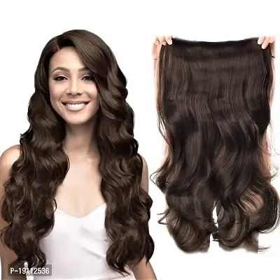 Artifice 5 Clips Wavy Hair Extension High Temperature Synthetic Fiber 26 150gm (Natural Brown)-thumb0