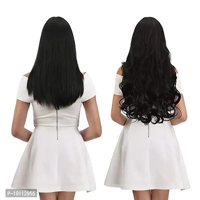Akashkrishna Black Curly Wavy Hair Extension For Women in 5 Clip Based Hair Extensions
