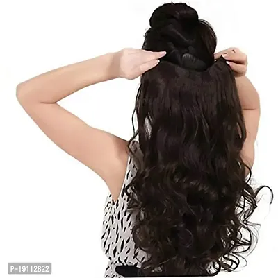 Akashkrishna Curly Hair Extensions For Women Natural Brown Curly Wavy Hair Extension Synthetic Fiber Pack of 1-thumb0