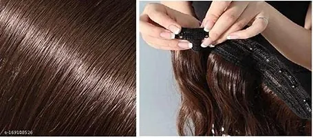 Akashkrishna Curly Brown Hair Extensions For Girls Synthetic Hair Extension Pack of 1-thumb1