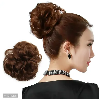 4#-Dark Brown : OneDor? Ladies Synthetic Wavy Curly or Messy Dish Hair Bun Extension Hairpiece Scrunchie Chignon Tray Ponytail (4#-Dark Brown)-thumb5