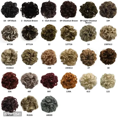 4#-Dark Brown : OneDor? Ladies Synthetic Wavy Curly or Messy Dish Hair Bun Extension Hairpiece Scrunchie Chignon Tray Ponytail (4#-Dark Brown)-thumb2