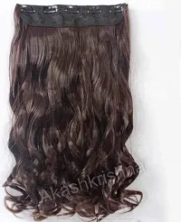 Akashkrishna Women's Natural Brown Curly/Wavy Hair Extensions For Women 5 Clip Natural hair Extensions-thumb3