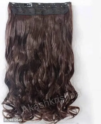 Akashkrishna Women's Natural Brown Curly/Wavy Hair Extensions For Women 5 Clip Natural hair Extensions-thumb4