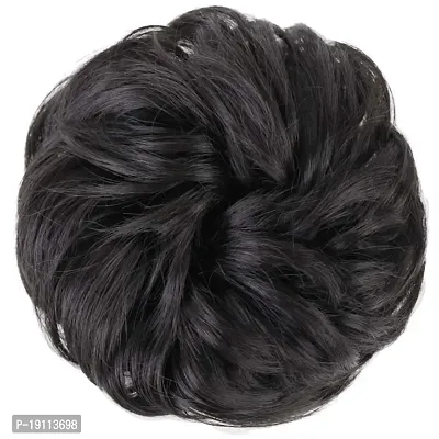 Akashkrishna Hair Bun Extensions messy hair bun Wavy Curly Messy Donut Chignons Hair Piece Wig Hairpiece 2 pcs Black-thumb2