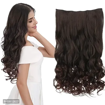 Akashkrishna Stylish Brown Curly Extension Hair Accessories 5 Clips Hair Extension-thumb0